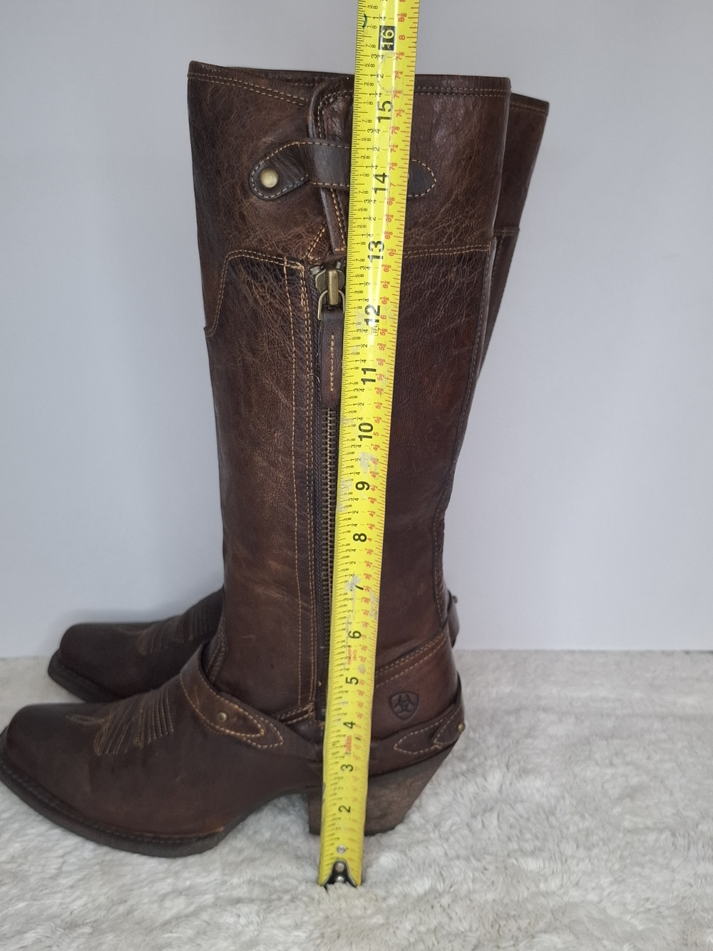 Ariat Brown Leather Tall Zip Western Riding Boots - Picture 4 of 13